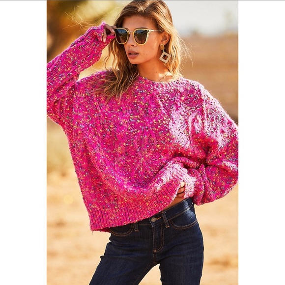 Fuchsia Pink Confetti Oversized Sweater - Picture 6 of 10